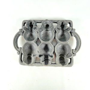 New JOHN WRIGHT Durable Cast Iron Snowmen Muffin Baking/Chocolate Mold/Pan